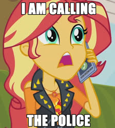 Size: 966x1080 | Tagged: safe, edit, edited screencap, screencap, sunset shimmer, equestria girls, g4, calling, caption, cellphone, cropped, female, image macro, meme, phone, smartphone, solo, text