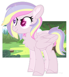 Size: 1875x2070 | Tagged: safe, artist:rerorir, oc, oc only, oc:pink cloud, pegasus, pony, base used, female, heterochromia, mare, solo