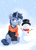 Size: 2060x2850 | Tagged: safe, artist:pucksterv, oc, oc only, oc:tesseract, pony, unicorn, carrot, clothes, eating, food, herbivore, high res, hoodie, horses doing horse things, scarf, snow, snowman, solo, ych result