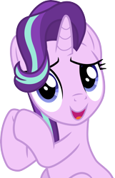 Size: 3000x4664 | Tagged: safe, artist:cloudy glow, starlight glimmer, pony, unicorn, a horse shoe-in, g4, cute, female, glimmerbetes, hooves together, looking at you, mare, open mouth, raised hoof, simple background, smiling, solo, transparent background, vector