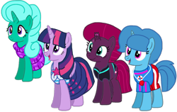 Size: 1283x812 | Tagged: safe, artist:徐詩珮, fizzlepop berrytwist, glitter drops, spring rain, tempest shadow, twilight sparkle, alicorn, pony, unicorn, series:sprglitemplight diary, series:sprglitemplight life jacket days, series:springshadowdrops diary, series:springshadowdrops life jacket days, g4, alternate universe, base used, bisexual, broken horn, clothes, cute, equestria girls outfit, female, glitterbetes, horn, lesbian, lifeguard, lifeguard spring rain, polyamory, ship:glitterlight, ship:glittershadow, ship:sprglitemplight, ship:springdrops, ship:springlight, ship:springshadow, ship:springshadowdrops, ship:tempestlight, shipping, simple background, springbetes, swimsuit, tempestbetes, transparent background, twilight sparkle (alicorn)