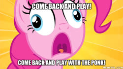 Size: 600x337 | Tagged: safe, edit, edited screencap, screencap, pinkie pie, filli vanilli, g4, caption, image macro, it: chapter two, memeful.com, ponk, text