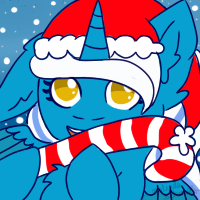 Size: 200x200 | Tagged: safe, artist:grimlilac, oc, oc only, oc:fleurbelle, alicorn, pony, adorabelle, alicorn oc, candy, candy cane, christmas, cute, female, food, happy, hat, holiday, horn, mare, santa hat, snow, solo, yellow eyes