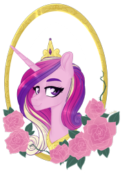 Size: 1211x1707 | Tagged: safe, artist:whalepornoz, princess cadance, alicorn, pony, g4, bust, female, flower, jewelry, portrait, rose, simple background, solo, tiara, transparent background