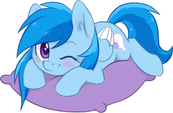 Size: 858x558 | Tagged: safe, artist:ls_skylight, oc, oc only, oc:axioma, pony, cute, ocbetes, pillow, simple background, solo, transparent background