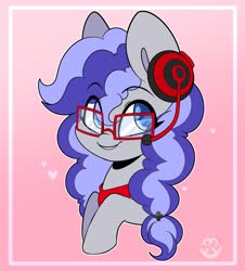 Size: 1853x2048 | Tagged: safe, artist:sakukitty, oc, oc only, oc:cinnabyte, earth pony, pony, adorkable, bandana, cinnabetes, commission, cute, dork, earth pony oc, gaming headset, glasses, headset, solo, your character here