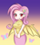 Size: 4360x4961 | Tagged: safe, artist:abyssalrabbit, fluttershy, bat pony, butterfly, human, g4, absurd resolution, anime, bat ponified, breasts, busty fluttershy, clothes, cute, female, flutterbat, gradient background, humanized, looking at you, race swap, shyabates, shyabetes, sleeveless sweater, solo, sweater, sweatershy, turtleneck, winged humanization, wings