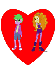 Size: 783x1021 | Tagged: source needed, safe, artist:mixiepie, artist:thecheeseburger, edit, adagio dazzle, spike, equestria girls, g4, disguise, disguised siren, duo, heart, human spike, ship:adagiospike, shipping heart