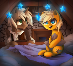 Size: 1000x905 | Tagged: safe, artist:ls_skylight, oc, oc only, oc:lightning star, pony, bed, clothes, ladder, pillow, solo