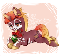 Size: 874x811 | Tagged: safe, artist:ls_skylight, oc, oc only, oc:rose, pony, flower, solo