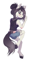 Size: 700x1349 | Tagged: safe, artist:ls_skylight, oc, oc only, anthro, unguligrade anthro, clothes, hand, hooves, scar, simple background, solo, transparent background