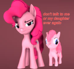 Size: 754x710 | Tagged: safe, artist:psfmer, pinkie pie, earth pony, pony, g4, 3d, don't talk to me or my son ever again, faic, female, gradient background, looking at you, meme, ponified meme, revamped ponies, self ponidox, source filmmaker, text