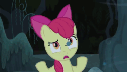 Size: 1280x720 | Tagged: safe, screencap, apple bloom, bloom & gloom, g4, animated, bow, dark, dream, eyes closed, female, forest, glowing eyes, glowing mouth, leaves, moon, nightmare, rotating, rotation, scared, scary, shadow, shadow bloom, sound, spinning, spooky, talking, webm, window