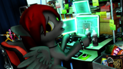 Size: 1920x1080 | Tagged: safe, artist:feuerrader-nmm, oc, oc only, pegasus, pony, 3d, computer, female, laptop computer, mare, solo