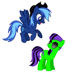Size: 6500x6500 | Tagged: safe, artist:northernthestar, oc, oc only, oc:cloudy rain, oc:smooth fire, earth pony, pegasus, pony, absurd resolution, female, hat, male, mare, simple background, stallion, sunglasses, transparent background