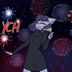 Size: 3607x3607 | Tagged: safe, artist:tyna, pony, anthro, any species, fireworks, high res, new year, ych example