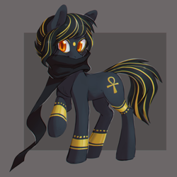 Size: 2736x2736 | Tagged: safe, artist:ls_skylight, pony, ankh, anubis, clothes, egyptian, egyptian pony, high res, ponified, scarf, simple background, solo