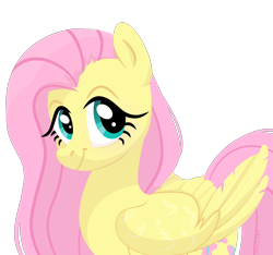 Size: 1920x1800 | Tagged: safe, artist:kabuvee, fluttershy, pegasus, pony, g4, female, folded wings, looking at you, mare, simple background, smiling, solo, three quarter view, transparent background, wings