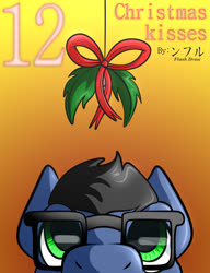 Size: 1000x1300 | Tagged: safe, artist:flash_draw, oc, oc only, oc:flashdraw, earth pony, pony, christmas, glasses, holiday, holly, holly mistaken for mistletoe, male, pack, solo