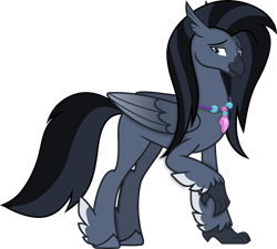 Size: 3333x3000 | Tagged: safe, artist:don't mind me, derpibooru exclusive, oc, oc only, hippogriff, high res, hippogriff oc, jewelry, male, necklace, show accurate, solo