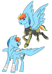 Size: 2282x3204 | Tagged: safe, artist:phobicalbino, rainbow dash, pegasus, pony, g4, clothes, female, high res, leg lock, mare, simple background, uniform, whistle, white background