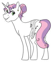 Size: 2677x3140 | Tagged: safe, artist:phobicalbino, sweetie belle, pony, unicorn, g4, alternate cutie mark, cutie mark, ear piercing, earring, female, headcanon, high res, jewelry, large cutie mark, mare, piercing, simple background, solo, white background