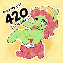 Size: 4000x4000 | Tagged: safe, artist:partypievt, tree hugger, earth pony, pony, g4, 420, absurd resolution, bandana, dreadlocks, eyebrows, female, looking at you, mare, milestone, simple background, solo, thick eyebrows, wingding eyes