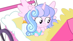 Size: 9579x5344 | Tagged: safe, artist:shootingstarsentry, oc, oc:starry diamond, alicorn, pony, absurd resolution, baby, baby bottle, baby carriage, baby pony, base used, diaper, female, panicking, simple background, stroller, transparent background