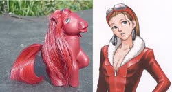 Size: 717x383 | Tagged: safe, artist:lonewolf3878, pegasus, pony, g1, ace attorney, brushable, customized toy, desiree delite, goggles, irl, photo, ponified, toy