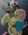 Size: 7500x9334 | Tagged: safe, artist:faitheverlasting, discord, fluttershy, draconequus, pegasus, pony, g4, absurd resolution, christmas, eyes closed, female, holiday, hug, male, milestone, mistletoe, prehensile tail, ship:discoshy, shipping, smiling, snow, snowfall, straight, tail hold