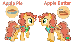 Size: 907x533 | Tagged: safe, artist:superrosey16, oc, oc:apple butter (superrosey16), oc:apple pie (superrosey16), earth pony, pony, base used, female, mare, offspring, parent:applejack, parent:caramel, parents:carajack, simple background, transparent background, twins