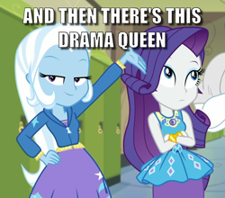Size: 911x800 | Tagged: safe, rarity, trixie, equestria girls, g4, my little pony equestria girls: choose your own ending, sock it to me, and then there's rarity, and then there's this asshole, caption, image macro, marshmelodrama, meme, rarity being rarity, text