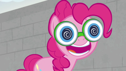 Size: 1920x1080 | Tagged: safe, screencap, pinkie pie, earth pony, pony, g4, the last laugh, female, glasses, mare, open mouth, solo