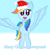 Size: 768x768 | Tagged: safe, artist:asiandra dash, rainbow dash, pegasus, pony, g4, christmas, female, happy, hat, holiday, merry christmas, santa hat, snow, snowfall, solo, spread wings, wings