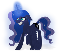 Size: 1960x1713 | Tagged: safe, artist:xhalesx, princess luna, alicorn, pony, g4, glowing horn, gritted teeth, horn, simple background, solo, sweat, transparent background
