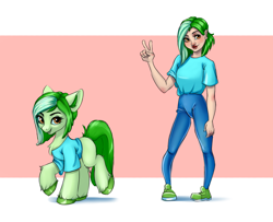 Size: 1920x1560 | Tagged: safe, artist:kittytitikitty, oc, oc:lime miner, human, pony, blushing, humanized