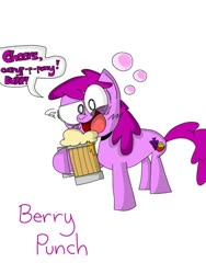 Size: 768x1024 | Tagged: safe, artist:meteordonuts, berry punch, berryshine, earth pony, pony, g4, alcohol, burp, drunk, female, simple background, solo, white background