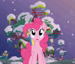 Size: 466x402 | Tagged: safe, artist:stasysolitude, pinkie pie, earth pony, pony, 2014, animated, christmas, cute, diapinkes, female, gif, golden oaks library, holiday, i can't believe it's not hasbro studios, mare, present, smiling, snow, snowfall, solo