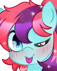 Size: 400x500 | Tagged: safe, artist:helithusvy, oc, oc only, oc:taffy swirl, pony, :p, blue eyes, cute, female, head shot, heart eyes, mare, simple background, tongue out, transparent background, wingding eyes