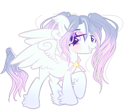 Size: 1530x1382 | Tagged: safe, artist:peachesandcreamated, oc, oc only, pegasus, pony, ethereal mane, grin, hoof fluff, jewelry, makeup, necklace, pegasus oc, raised hoof, simple background, smiling, starry mane, transparent background, wings
