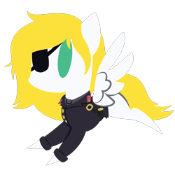 Size: 2100x2100 | Tagged: safe, artist:showtimeandcoal, oc, oc only, oc:swift wing, pegasus, pony, chibi, clothes, commission, cute, eyepatch, high res, icon, military, military uniform, simple background, solo, transparent background, uniform, ych result
