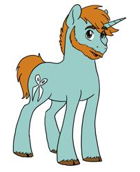 Size: 2679x3300 | Tagged: safe, artist:phobicalbino, snips, pony, unicorn, g4, beard, cloven hooves, facial hair, high res, male, older, older snips, simple background, solo, stallion, white background