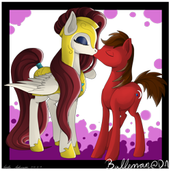 Size: 2000x2000 | Tagged: safe, artist:dreamyartcosplay, oc, oc:blade dancer, earth pony, pegasus, pony, armor, eyes closed, female, guardsmare, helmet, high res, hoof shoes, kissing, makeup, male, mare, oc x oc, royal guard, shipping, simple background, stallion, straight, tail wrap, transparent background