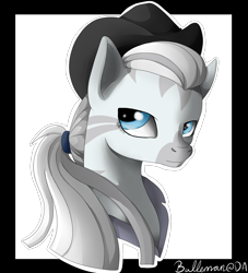 Size: 2000x2200 | Tagged: safe, artist:dreamyartcosplay, oc, oc only, oc:crystal eclair, pony, zebra, fallout equestria, bust, fedora, hat, high res, signature, simple background, solo, transparent background, zebra oc