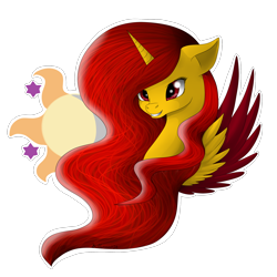 Size: 2200x2200 | Tagged: safe, artist:dreamyartcosplay, oc, oc only, alicorn, pony, alicorn oc, bust, cutie mark background, grin, high res, horn, simple background, smiling, solo, transparent background