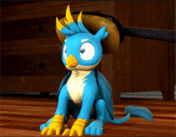 Size: 282x220 | Tagged: safe, artist:pika-robo, gallus, griffon, g4, 3d, animated, behaving like a cat, birb, brush, brushie, brushie brushie, brushing, catbird, chi's sweet home, cute, dilated pupils, gallabetes, gallove, gif, happy, male, open mouth, ponified animal photo, quadrupedal, shrunken pupils, sitting, smiling, solo, source filmmaker, spread wings, wide eyes, wings