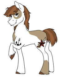 Size: 2653x3300 | Tagged: safe, artist:phobicalbino, pipsqueak, earth pony, pony, g4, facial hair, goatee, high res, male, older, older pipsqueak, raised eyebrow, raised hoof, simple background, solo, stallion, white background