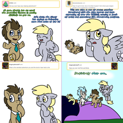 Size: 1402x1402 | Tagged: safe, artist:usagi-zakura, derpy hooves, doctor whooves, pony morty, pony rick, time turner, earth pony, pegasus, pony, lovestruck derpy, g4, grannies gone wild, colt, comic, doctor who, female, fetal position, male, mare, morty smith, ponified, portal, portal gun (rick and morty), rick and morty, rick sanchez, stallion, the doctor