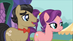 Size: 1280x720 | Tagged: safe, screencap, applejack, big macintosh, filthy rich, spoiled rich, earth pony, pony, g4, where the apple lies, animated, dollar sign, female, grin, male, mare, ship:spoilthy, shipping, smiling, sound, spoiled milk, stallion, straight, teenage applejack, teenage big macintosh, teenager, webm, younger