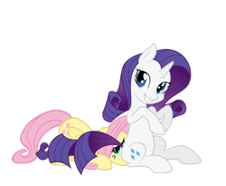 Size: 988x809 | Tagged: safe, artist:rozyfly10, fluttershy, rarity, pegasus, pony, unicorn, g4, duo, faceful of ass, facesitting, female, femsub, flutterseat, fluttersub, lesbian, lucky girl, lying down, mare, prize on the eyes, raridom, ship:flarity, shipping, simple background, sitting on person, sitting on pony, smiling, submissive, these aren't my glasses, transparent background